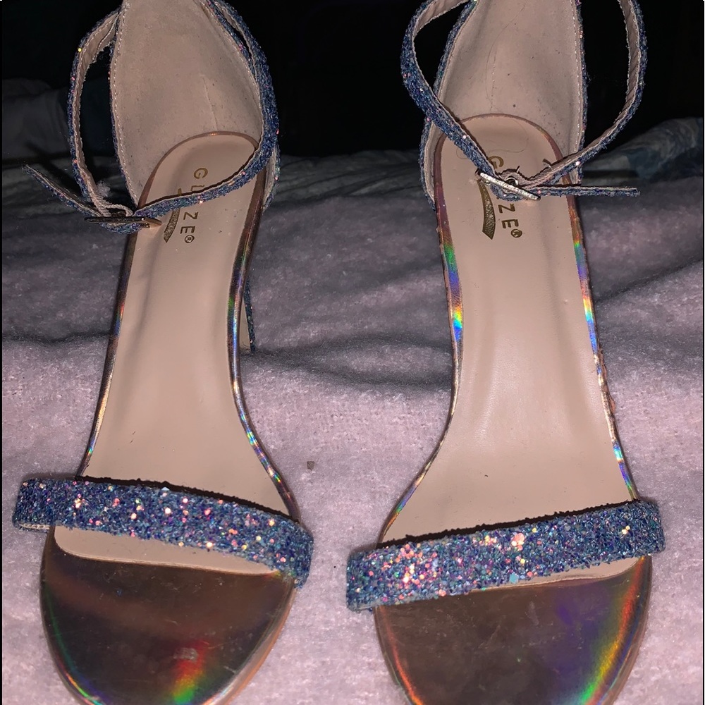 Glaze Shoes | Blue sparkle heels